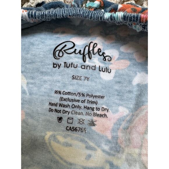 Ruffles by Tutu and Lulu Girls Blue Floral Dress, Size 7 - Picture 6 of 6